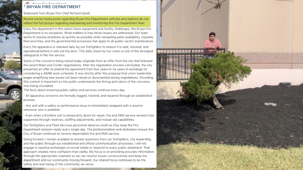 Bryan firefighters and city clash over equipment maintenance concerns