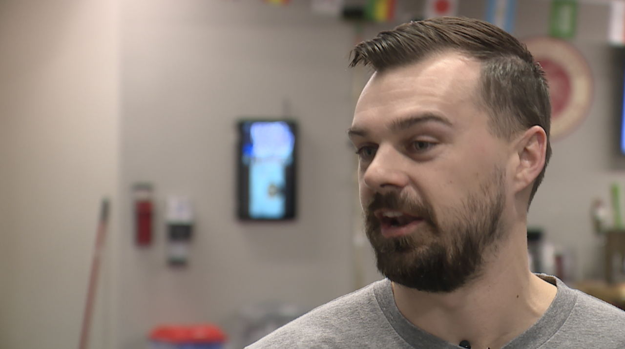 Caleb Book has been curling for one year