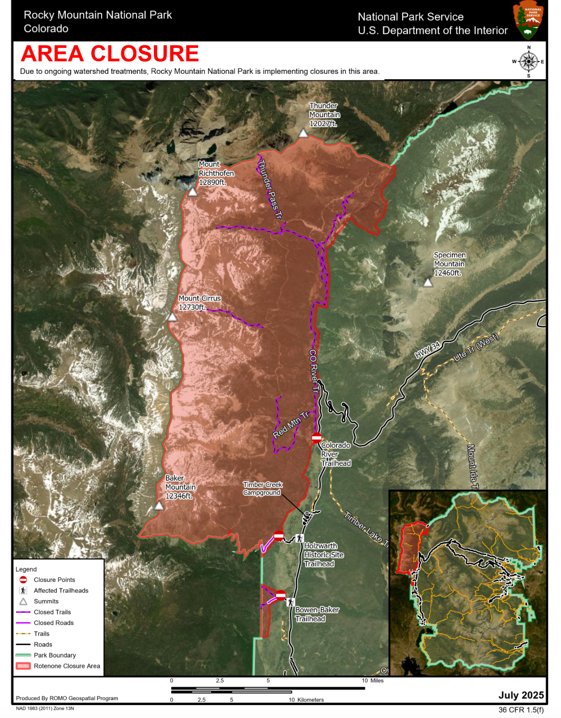 Rocky Mountain National Park to Implement the Poudre Headwaters Project_area closure