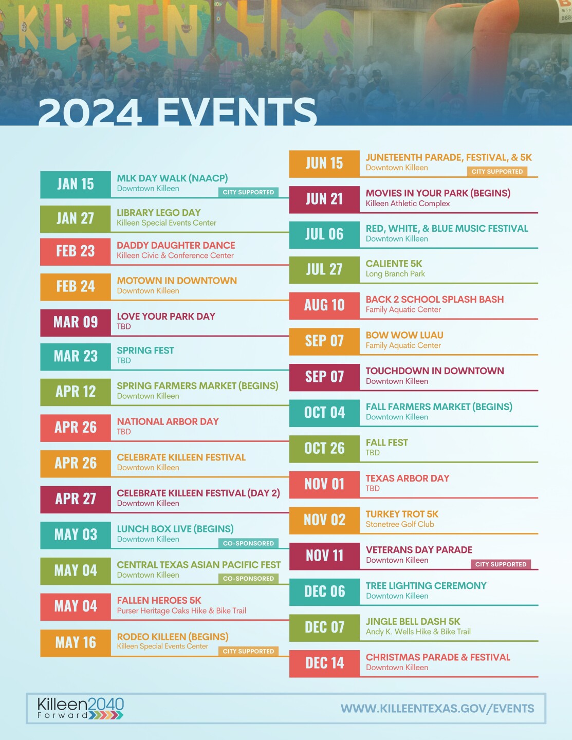 Save the Date! Here's a list of events happening in Killeen this year