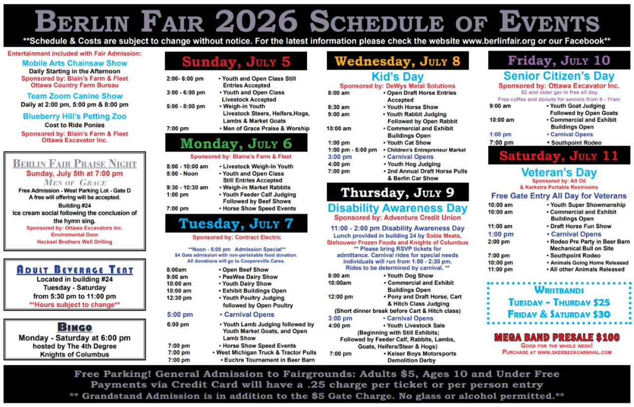 Berlin Fair Schedule 2026
