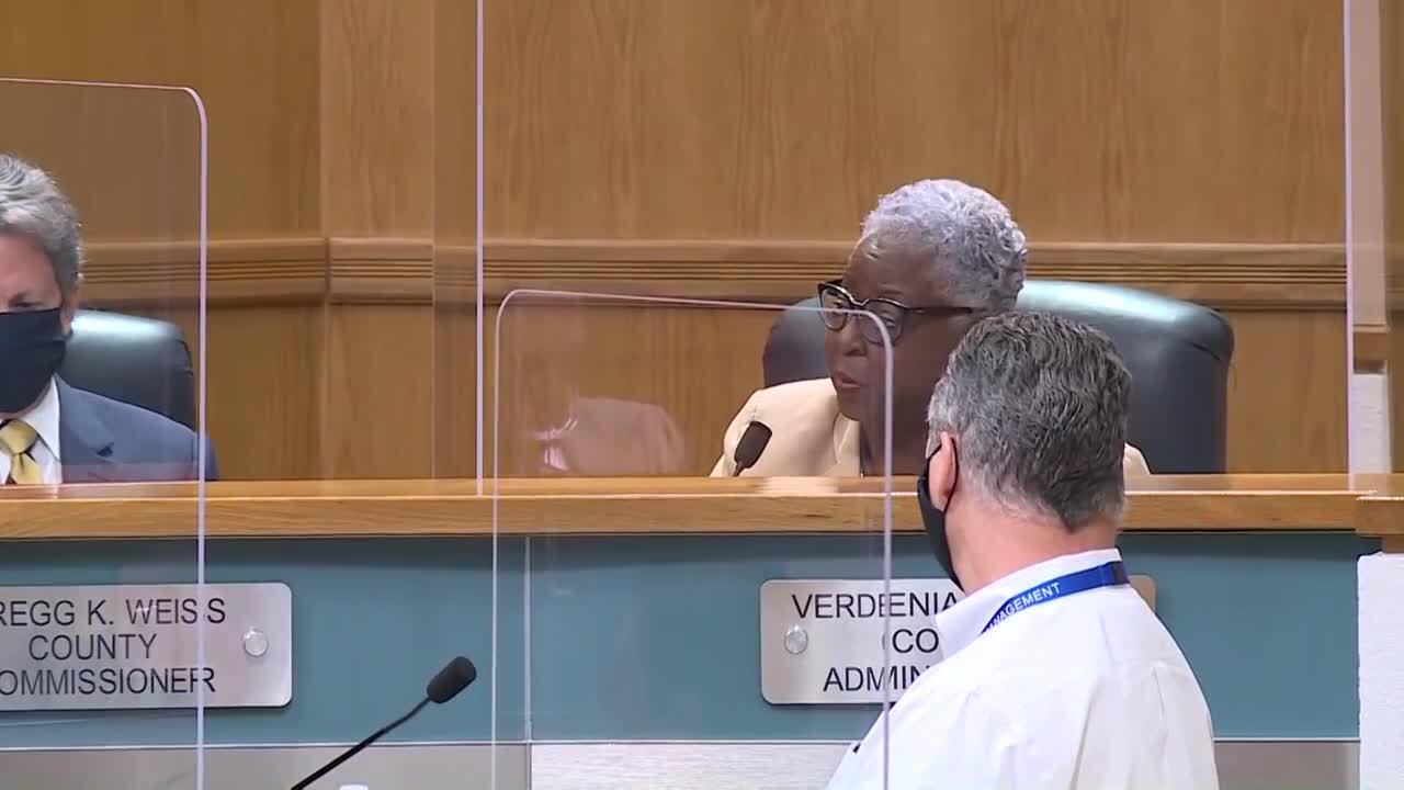 Verdenia Baker at Palm Beach County commission meeting, July 14, 2020