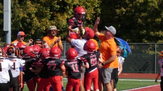 James Dillman celebrating after scoring a touchdown