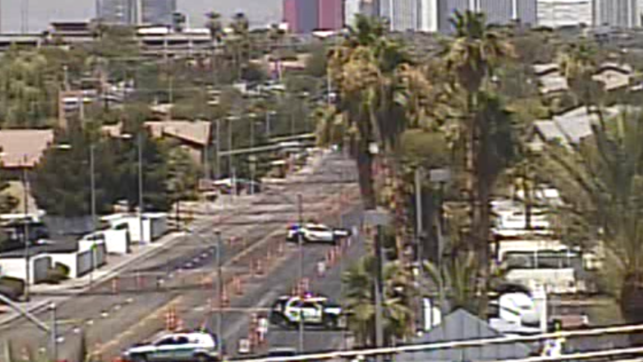 Westbound Vegas Valley Drive at Mountain Vista Street blocked by police activity