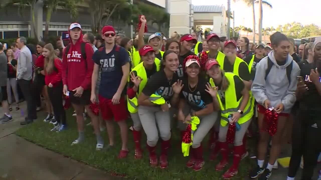 FAU Owls fans gather outside Eleanor R. Baldwin Arena for Final Four team sendoff, March 29, 2023