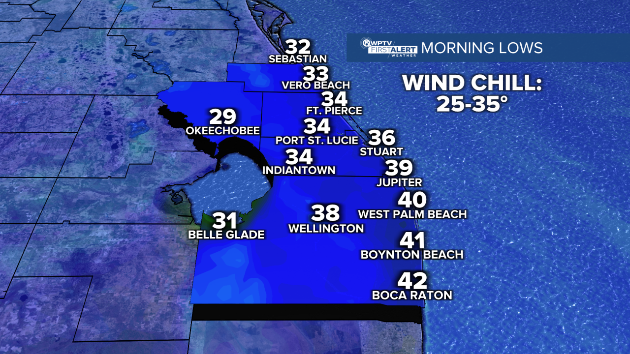 Tonight's lows Jan. 15, 2026