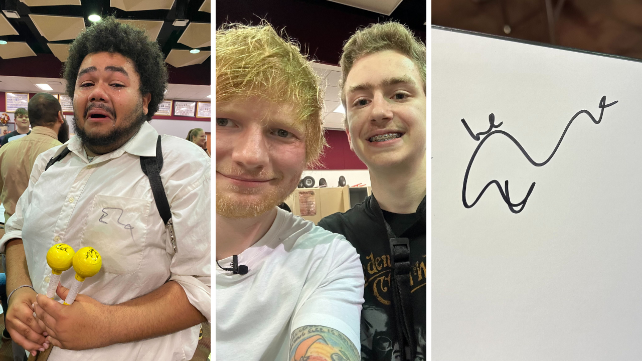 Ed Sheeran visits Tampa high schoolers, gifts them guitars and concert tickets