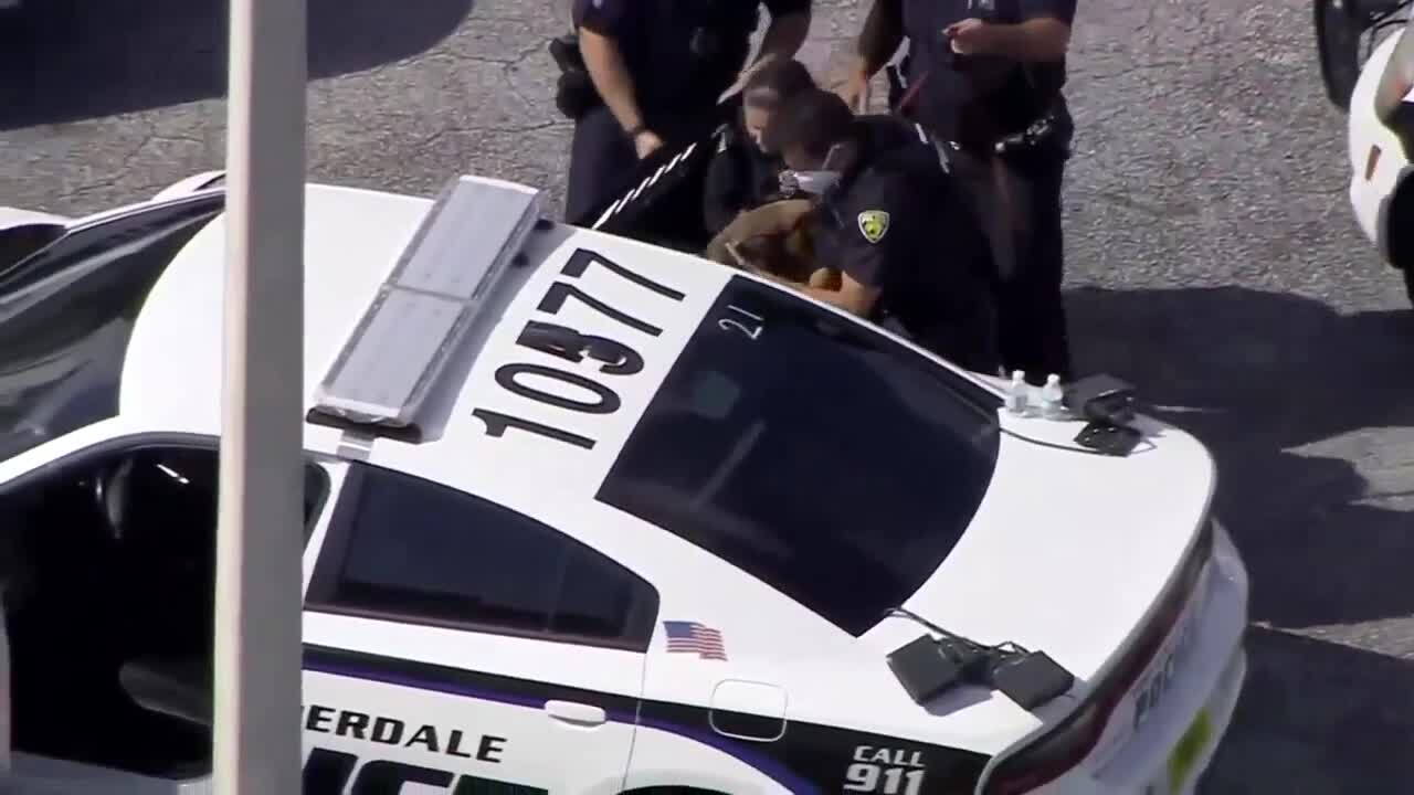 Fort Lauderdale police officers put kangaroo in back of police cruiser