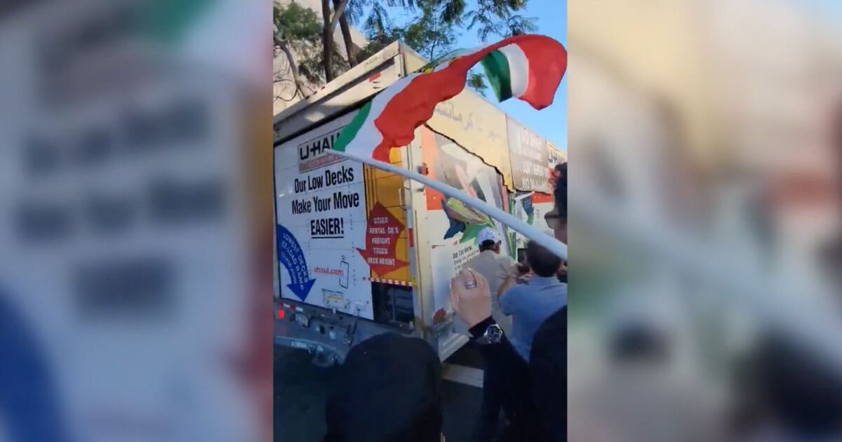 Police consider assault charge after U-Haul drives into Iran protest in Los Angeles