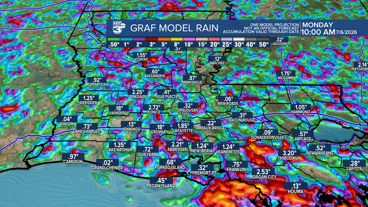 GRAF 4km Accumulation Acadiana 18z.png
