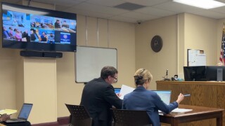 Courtroom during Leonard Hugall's video arraignment