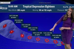 Tropical Depression 18 formed Sept. 7, 2020 off the coast of Africa.