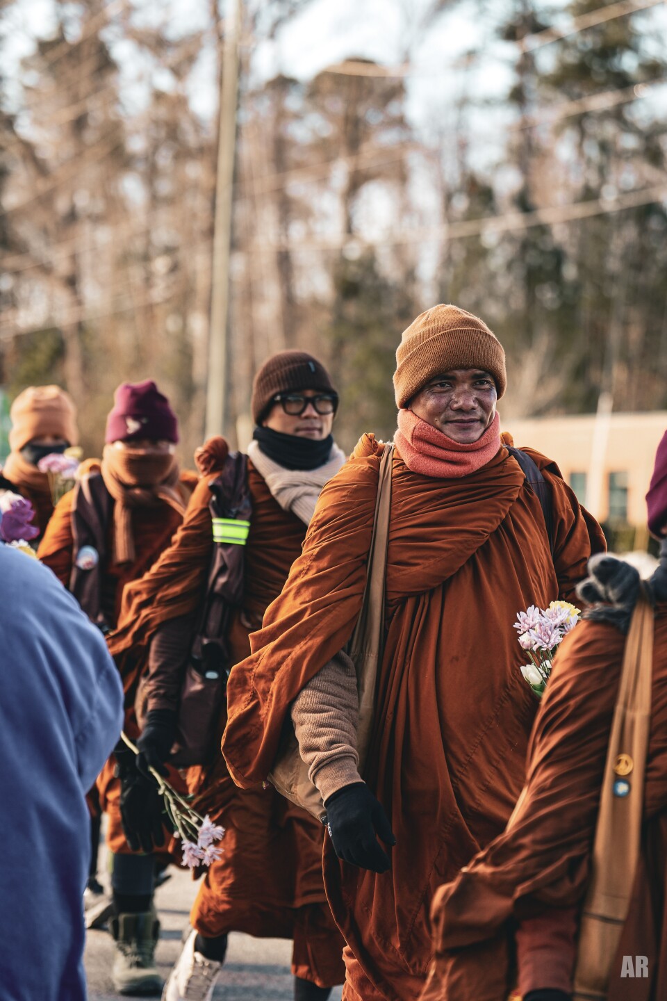 A group of Buddhist monks on a 2,300-mile peace walk is making their way across Virginia as they head nation's capital.  