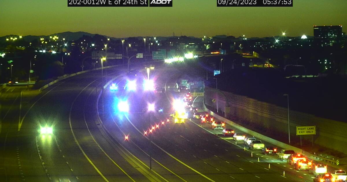 Four people including an infant hurt in fivevehicle crash on Loop 202 near 32nd Street