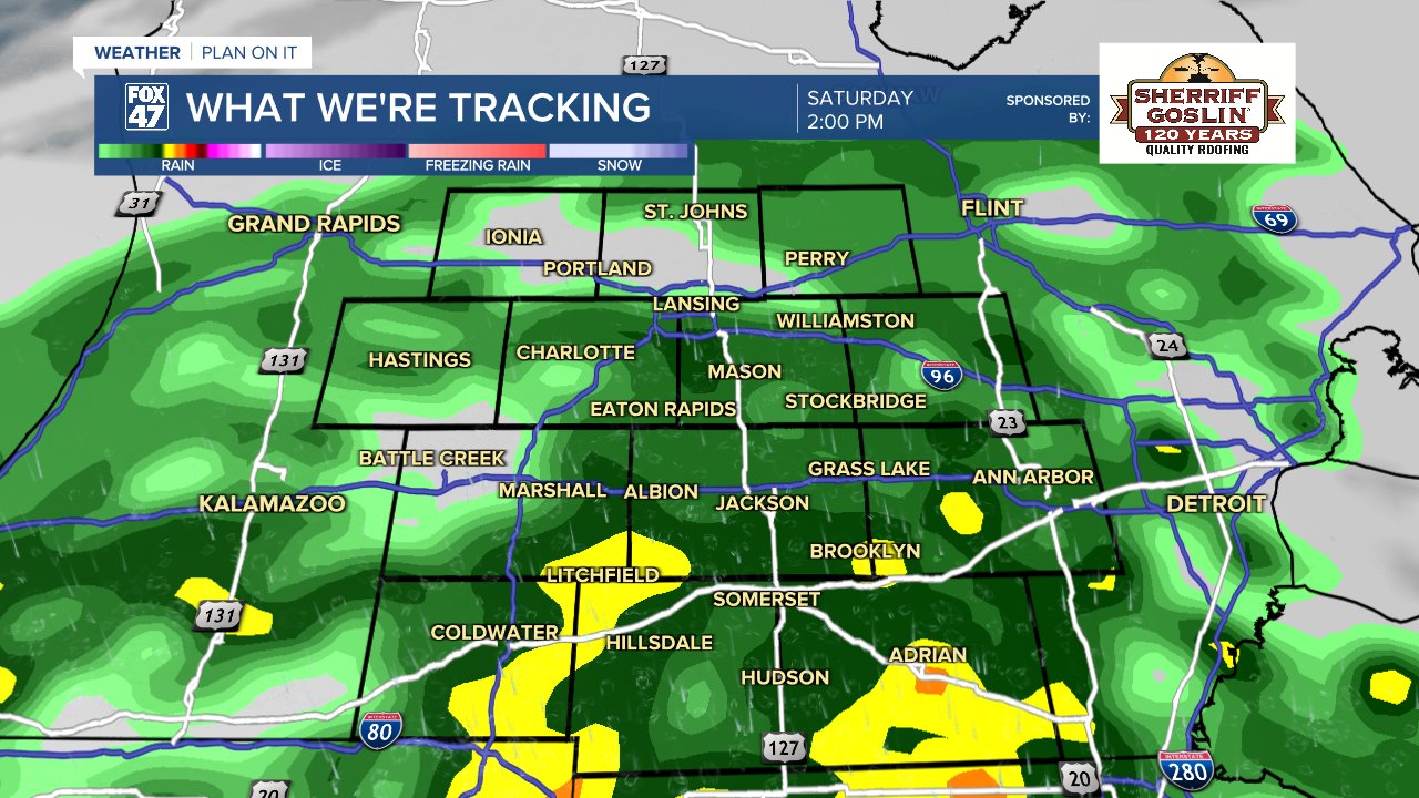 Showers and and a possible tame thunderstorm continues throughout the day Saturday with no major impacts expected at the moment