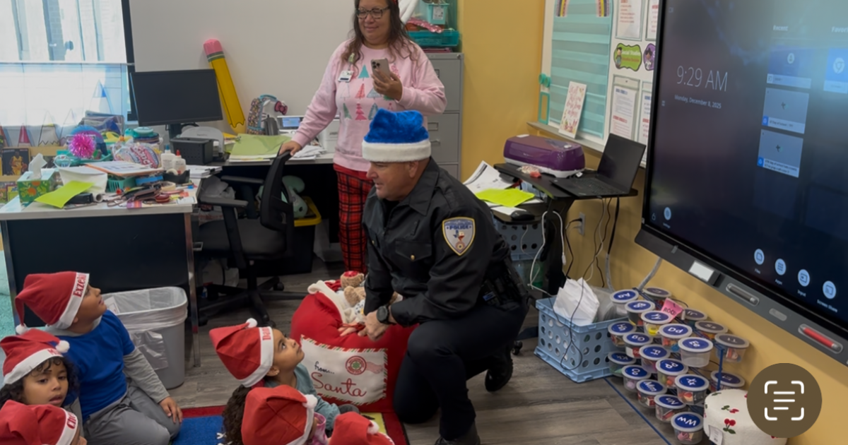 CCISD police officers spread holiday cheer with stuffed animal deliveries to elementary students