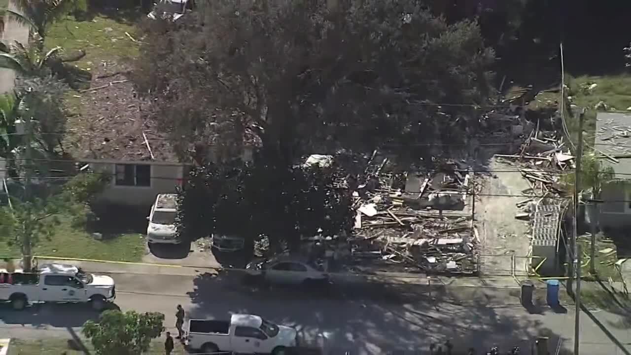 wider aerial view of West Park house explosion, Dec. 19, 2023