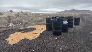 Drums leaking sludge on Stansbury Island