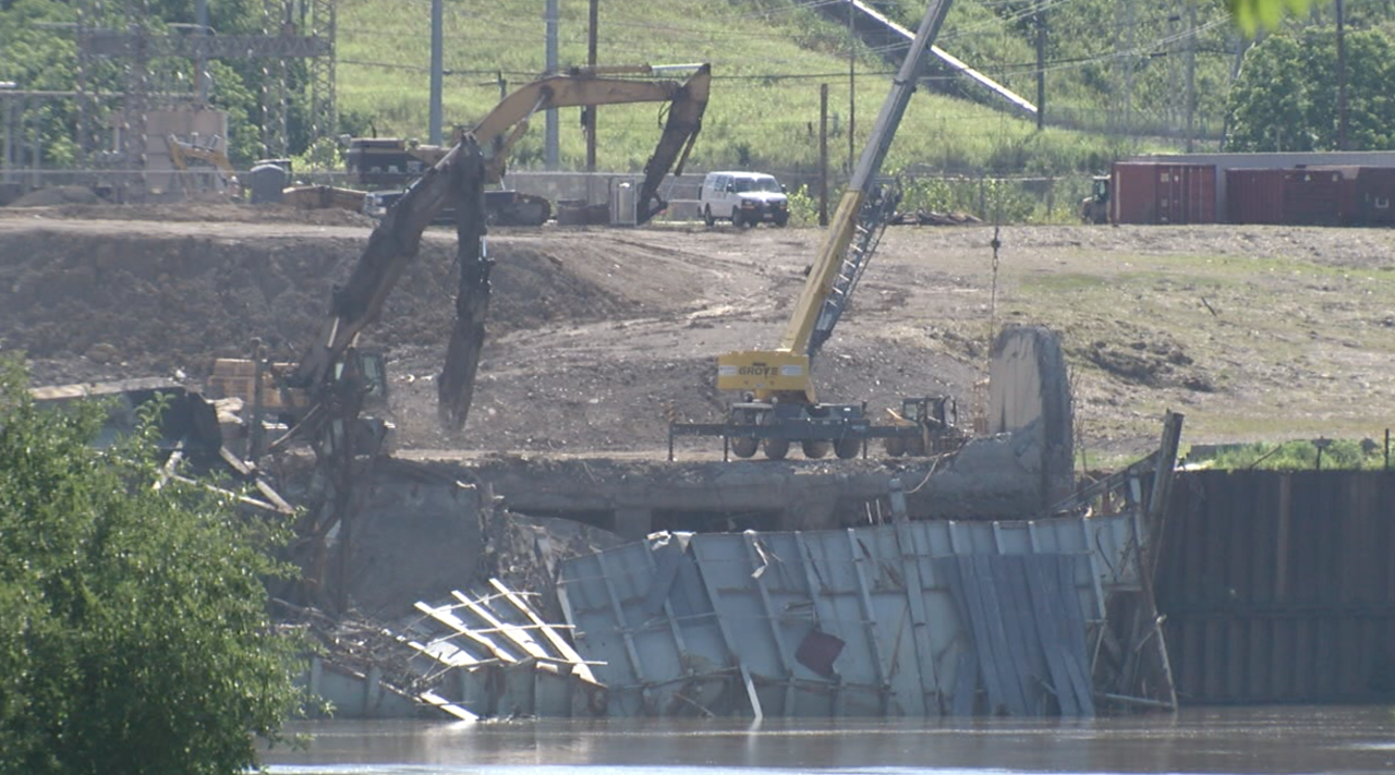 Demolition debris at the former Beckjord coal plant on June 16, 2021.