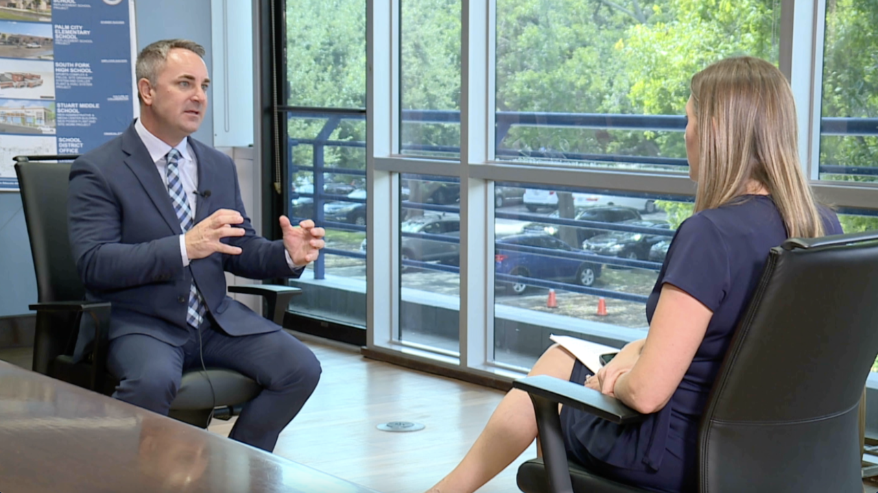 Superintendent Michael Maine of the Martin County School District speaks to WPTV education reporter Stephanie Susskind ahead of the 2024-25 academic year (1).png