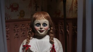 Annabelle doll, based on the movie rendition, located at Madame Tussauds Wax Museum. 