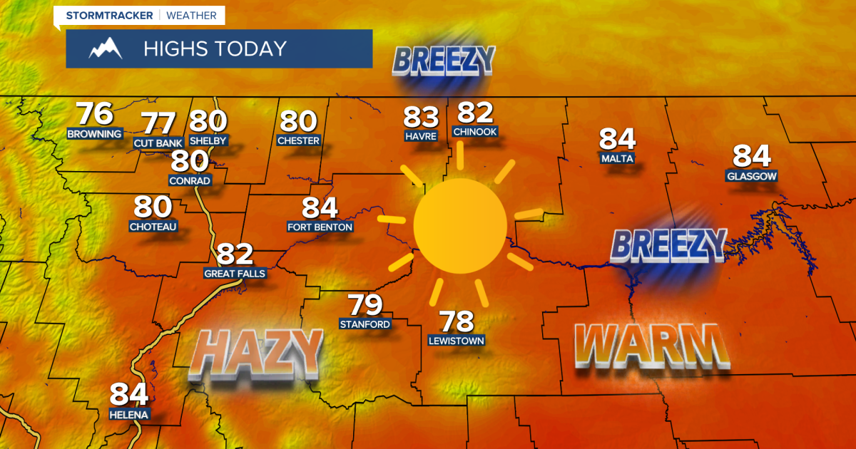 Sunny and cooler with some areas of smoke on Monday