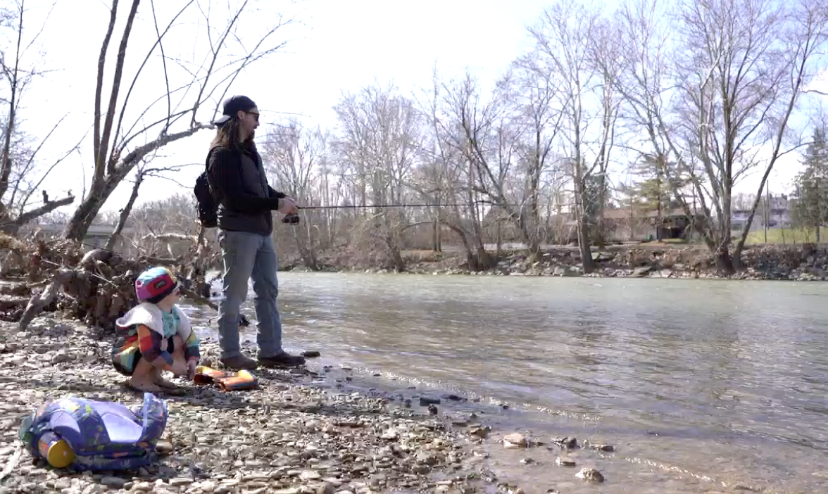 Ty Mentrup fishing with his son