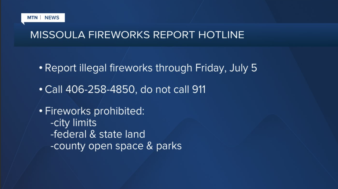 Missoula Fireworks Hotline