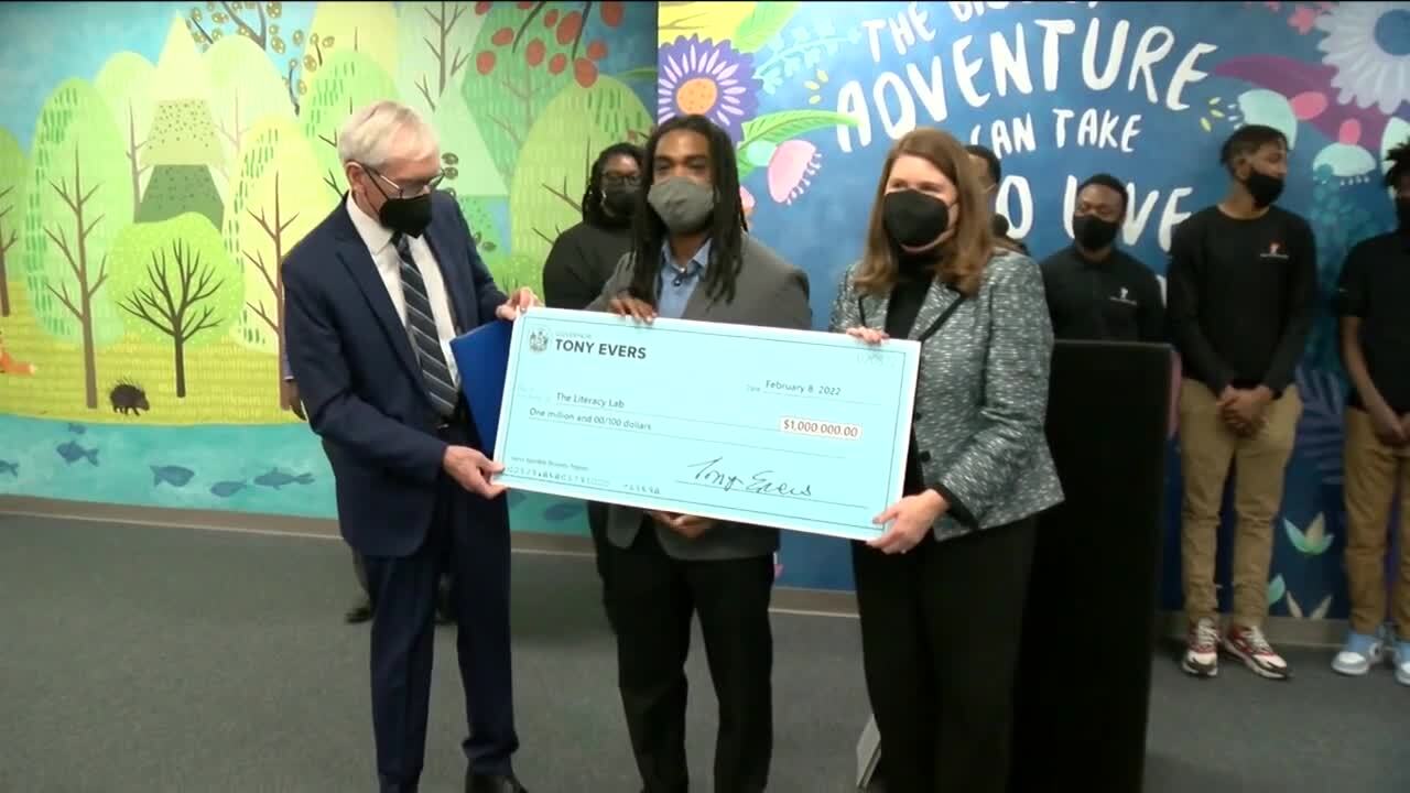 Governor Tony Evers presented the Literacy Lab with the award