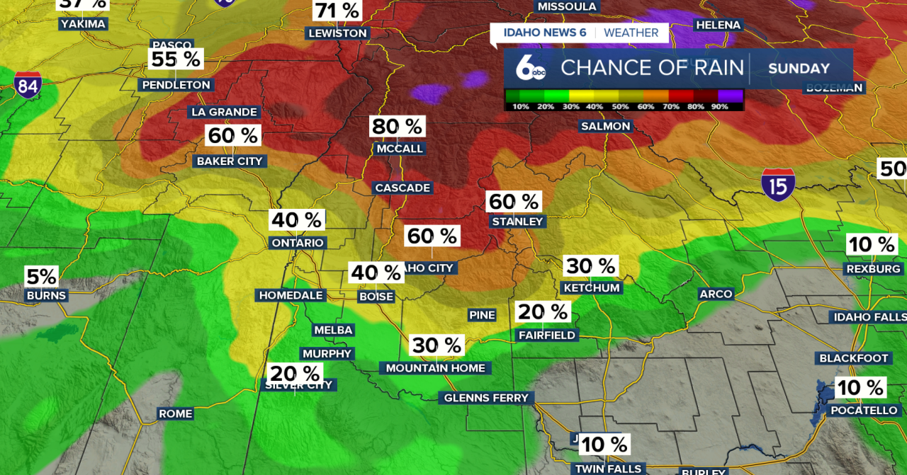 Chance of rain Sunday