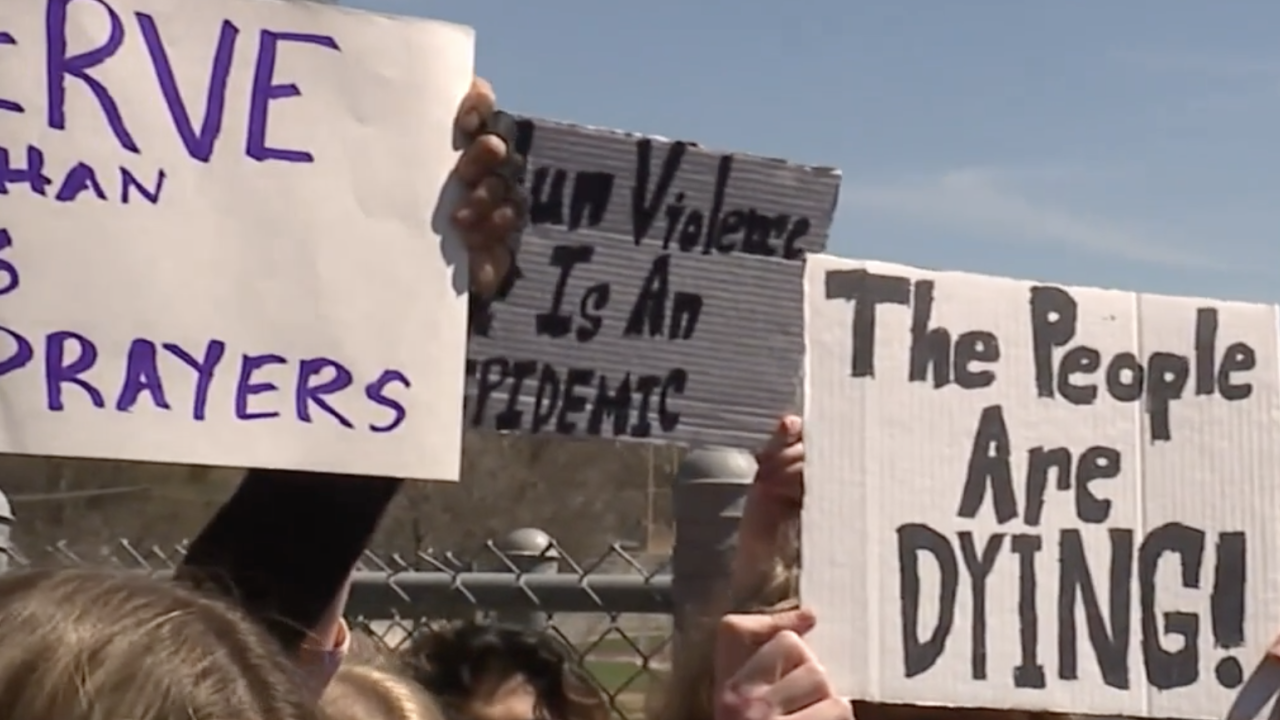 Shawnee Mission East High School students hold walkout to protest gun