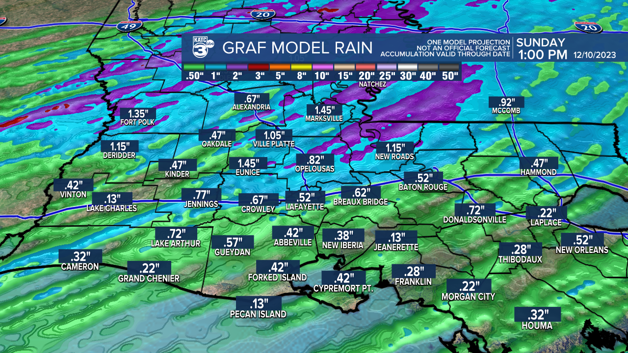 GRAF 4km Accumulation Acadiana 18z.png