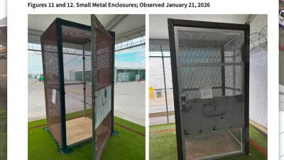 Records showed that 79 detainees at Alligator Alcatraz were confined in metal enclosures offering about 18 square feet of floor space between July 17, 2025, and Jan. 18, 2026.