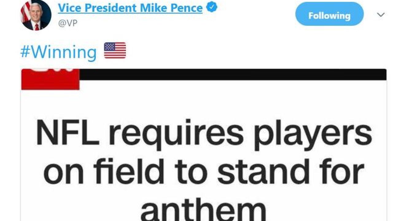 Pence celebrates NFL's new nat'l anthem policy