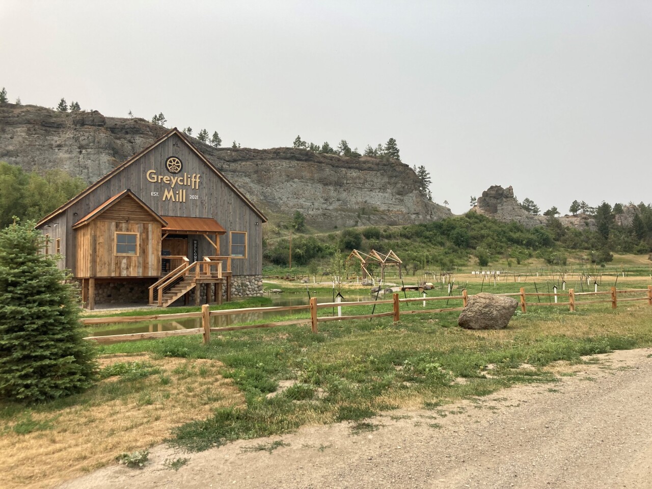 The Greycliff Mill rises just below the grey stone cliffs that give the small community its name.