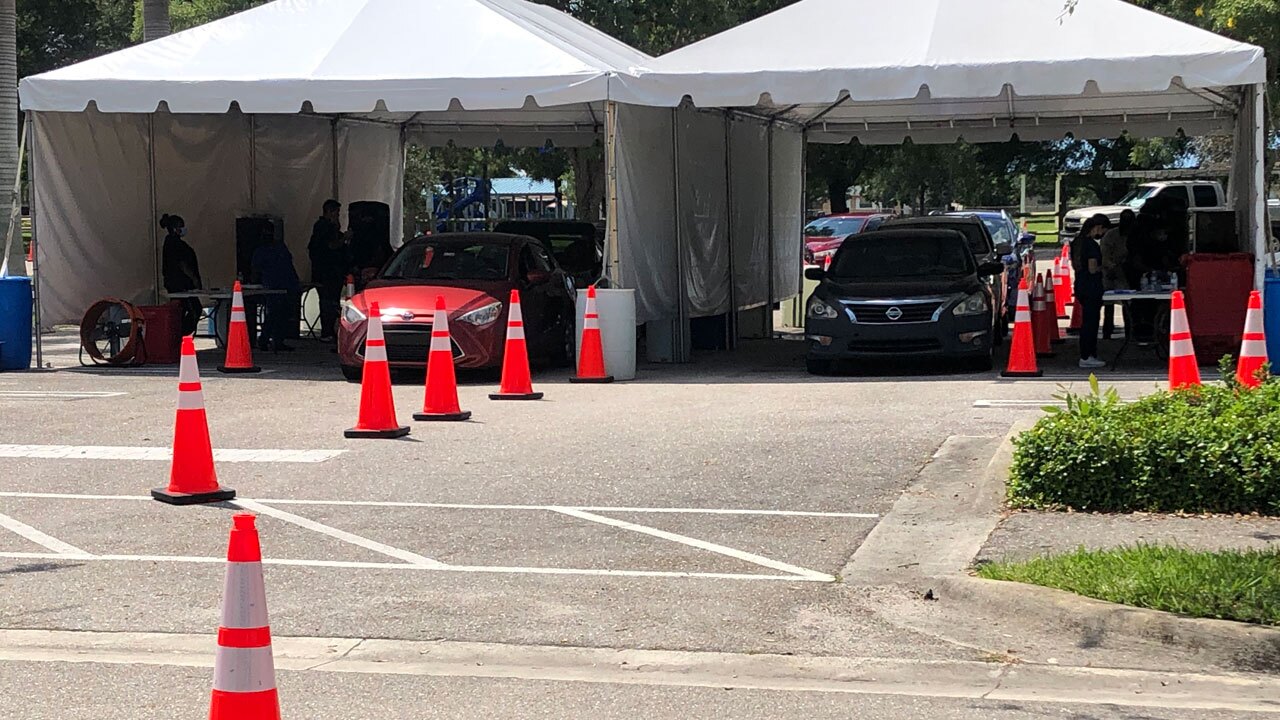 Drive-thru COVID-19 testing at Gaines Park on Sept. 3, 2021
