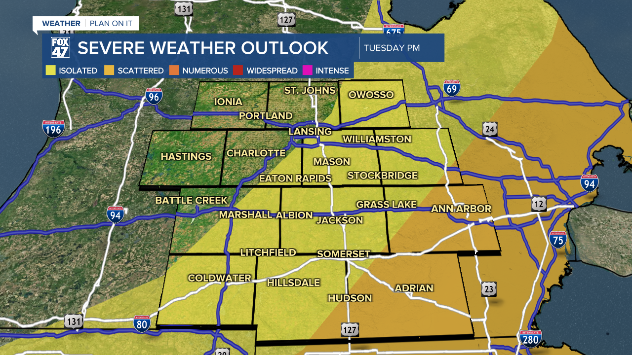 Slight risk for severe storms shift southeast with the majority of our neighborhoods under a marginal risk for severe storms