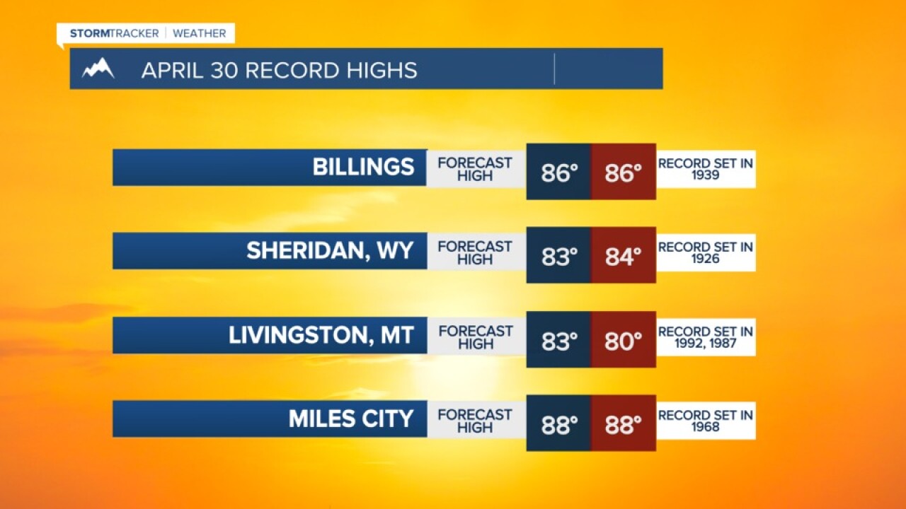 RECORD HIGH TEMPERATURES REACHABLE FRIDAY APRIL 30
