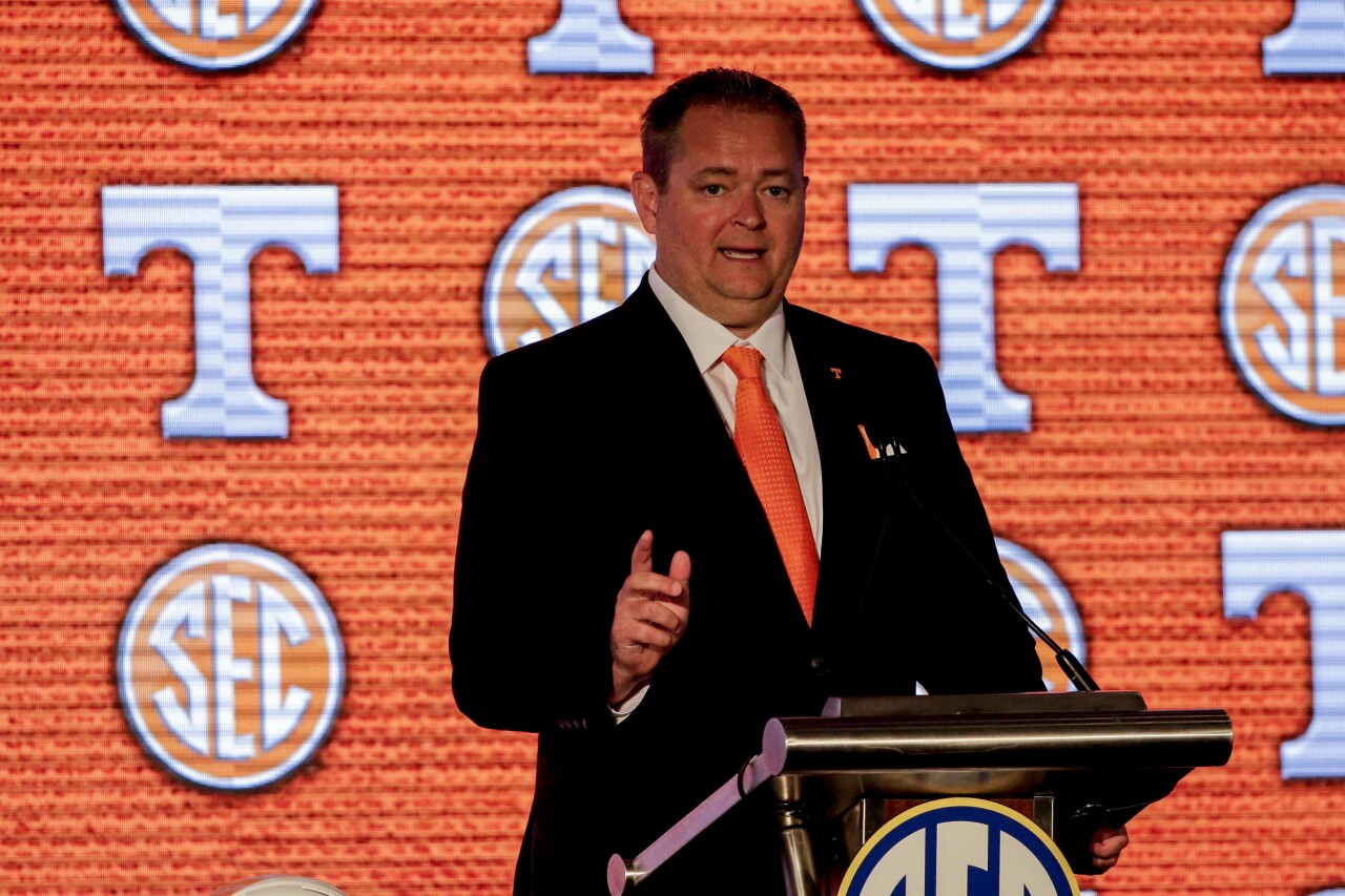 Tennessee Volunteers head coach Josh Heupel at 2021 SEC media days