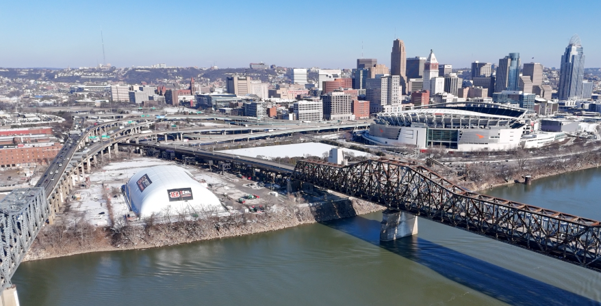 A green parking area with trees, bike trail will replace Hilltop concrete plant on Ohio River by summer 2025.