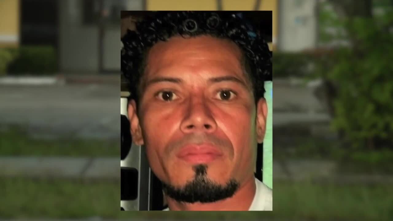 Edwin Ruiz-Avila, suspect in fatal shooting Guillermo Barrientos Otero, superimposed behind scene of crime