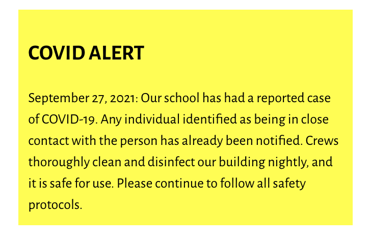 Nathan Hale Elementary COVID Alert