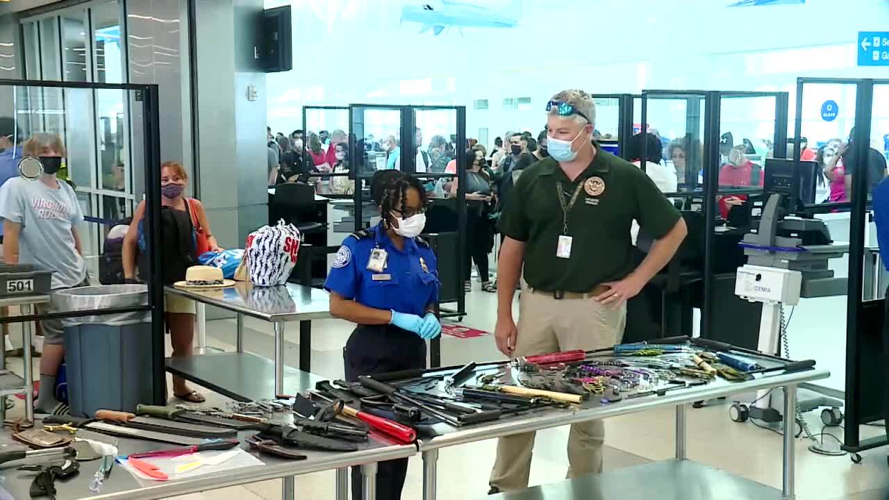 TSA agents look at week's worth of weapons seized at Fort Lauderdale-Hollywood International Airport halfway through 2021