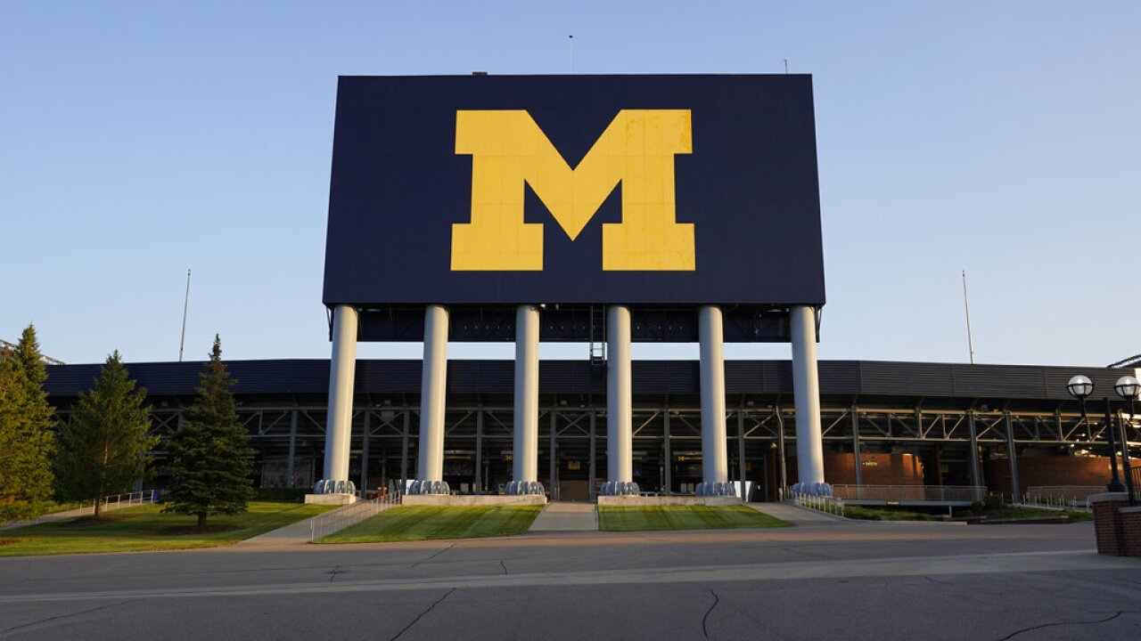The University of Michigan football stadium is shown in Ann Arbor, Michigan