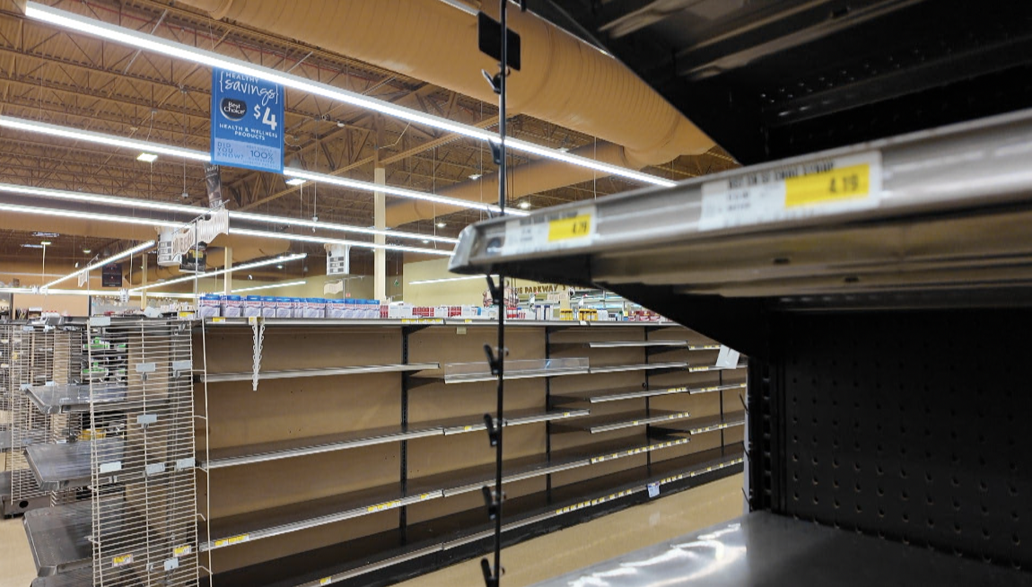 Empty shelves at Sunfresh