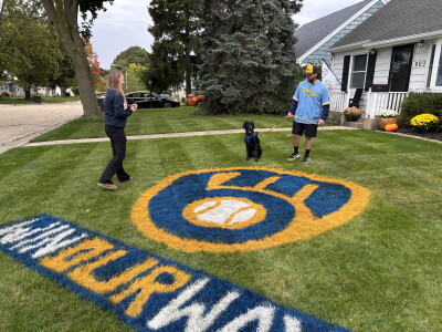 Trevor Duran's newest creation required considerably more work: a giant Brewers logo.