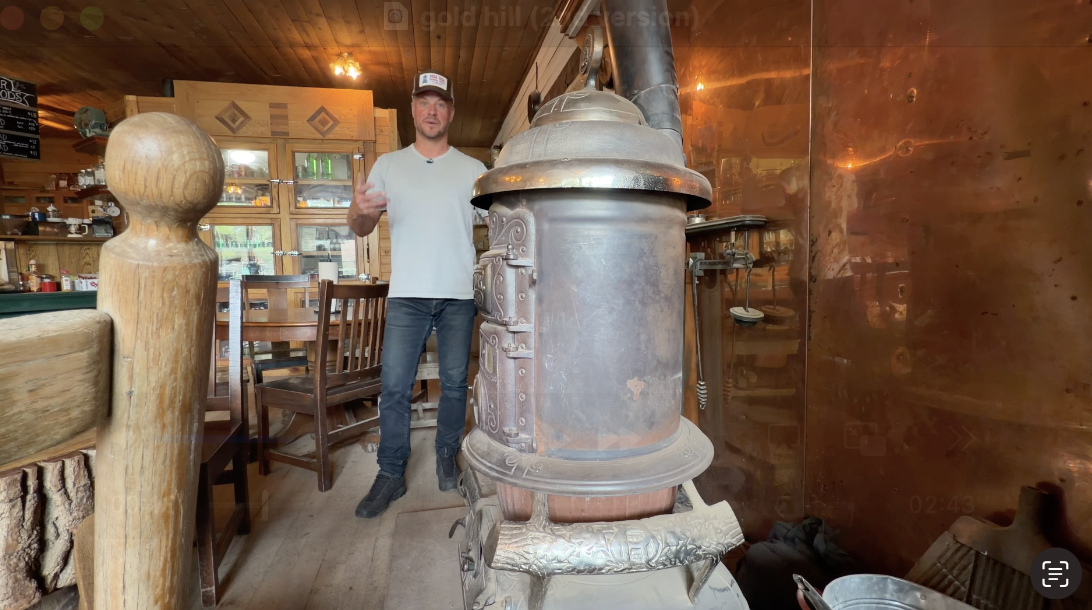 Owner Dwight DeBroux talks about the original pot belly stove from the 1800's