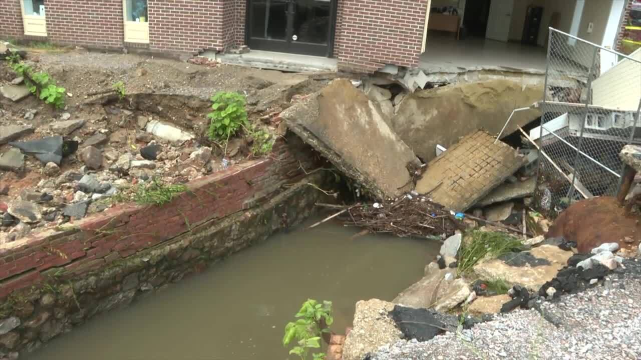 Deluge in centuries-old stormwater tunnel causes Old Towne Petersburg building to partially collapse