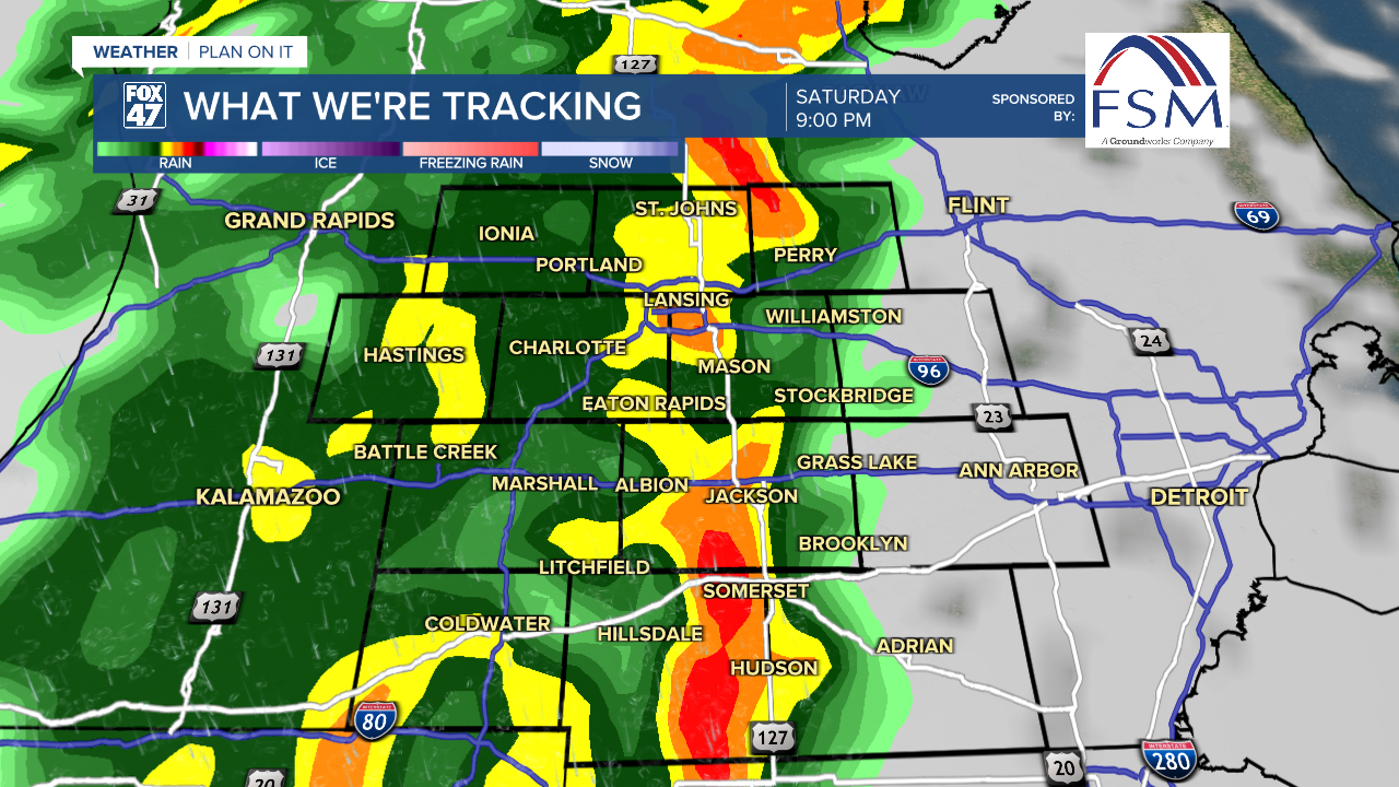 Showers and storms roll through our neighborhoods ahead of a cold front Saturday night