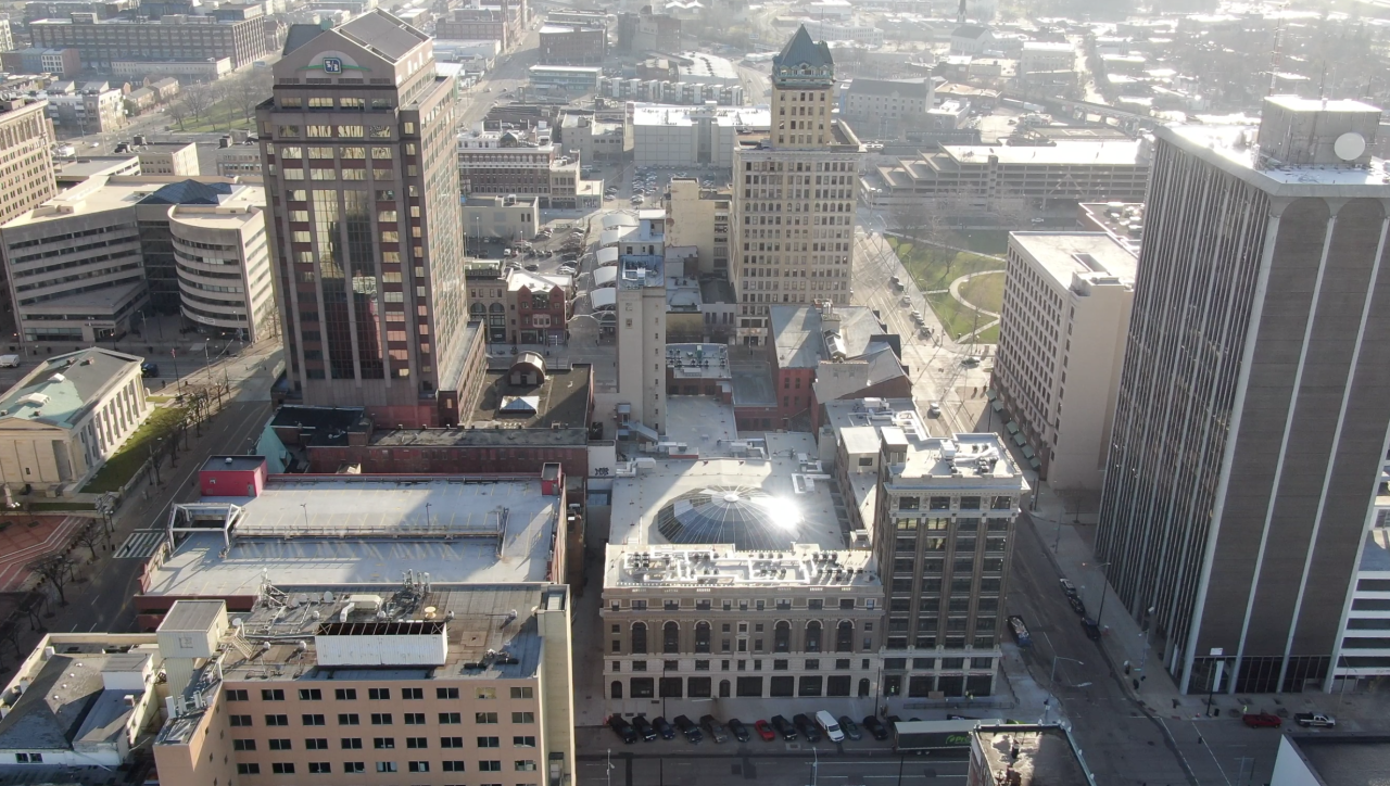 Sky 9 over the Dayton Arcade